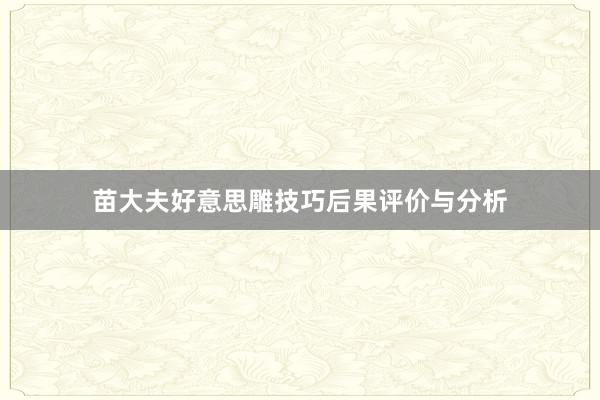 苗大夫好意思雕技巧后果评价与分析